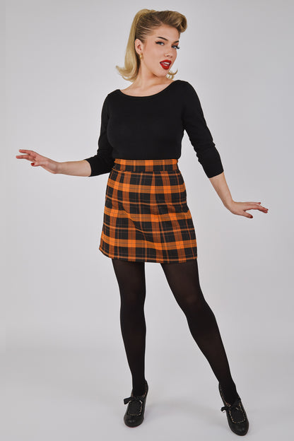 India Pumpkin Check Mini Skirt