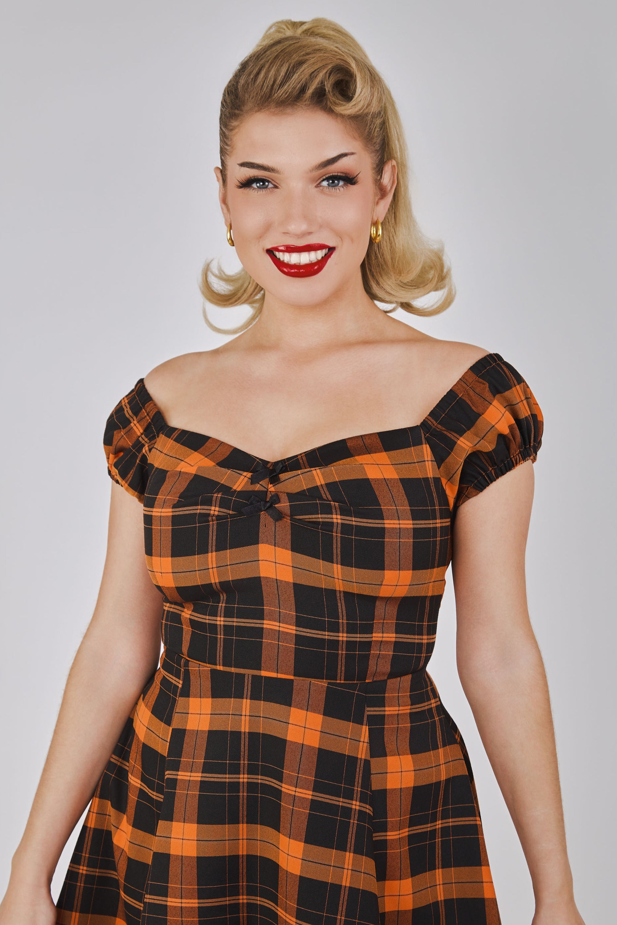 Dolores Pumpkin Check Mini Dress