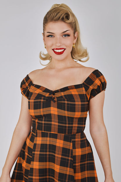 Dolores Pumpkin Check Mini Dress