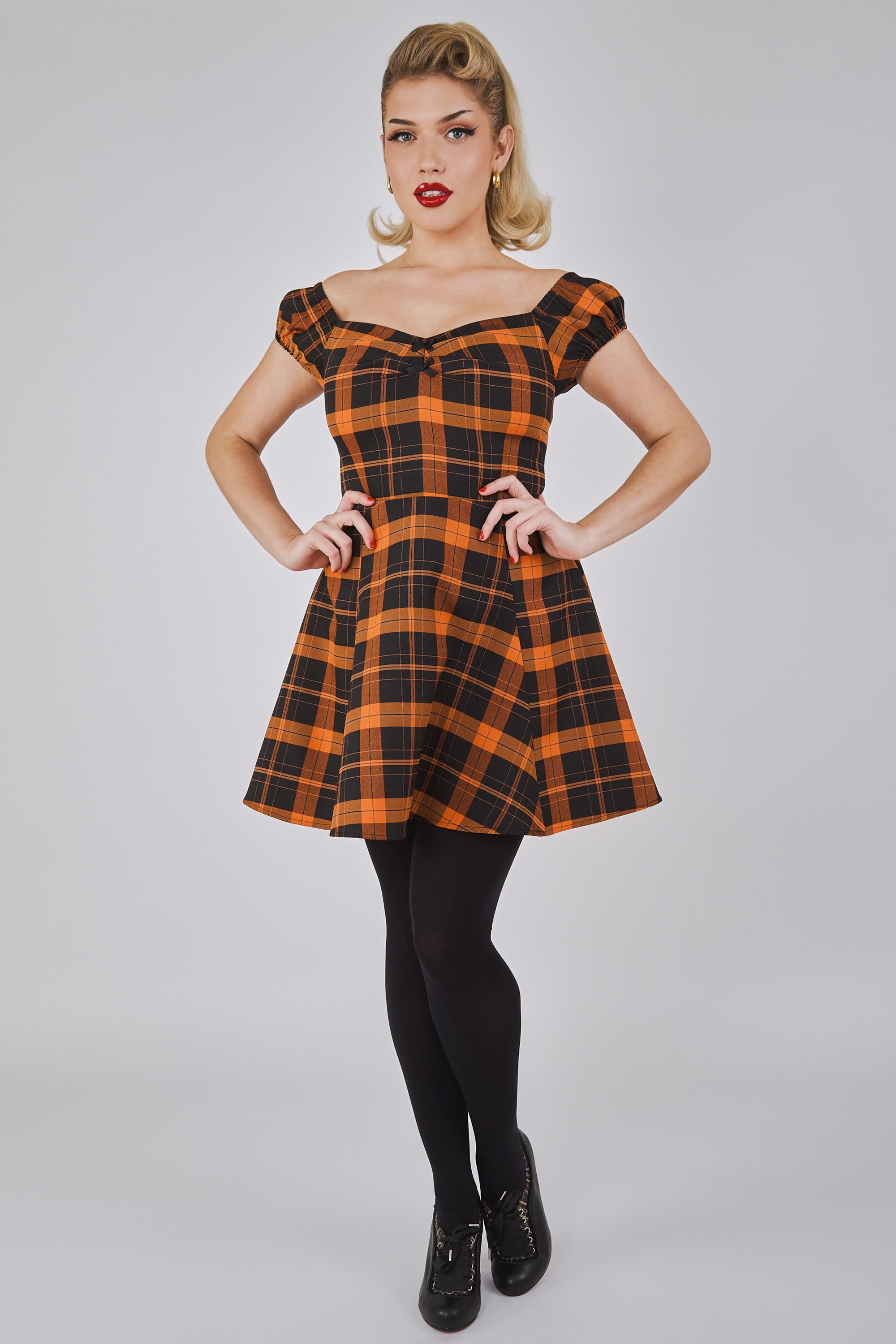 Dolores Pumpkin Check Mini Dress