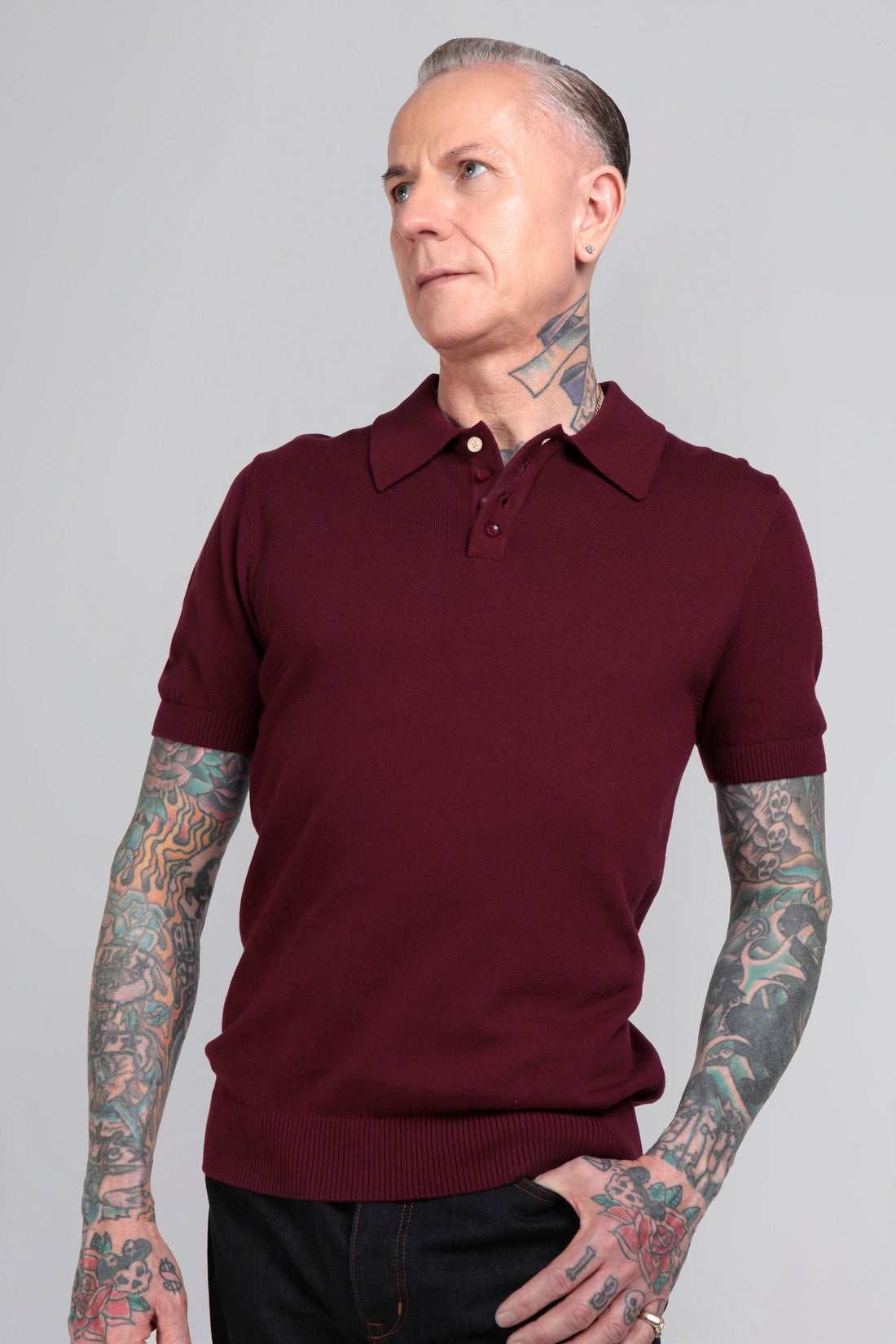 Pablo Plain Burgundy Knitted Polo