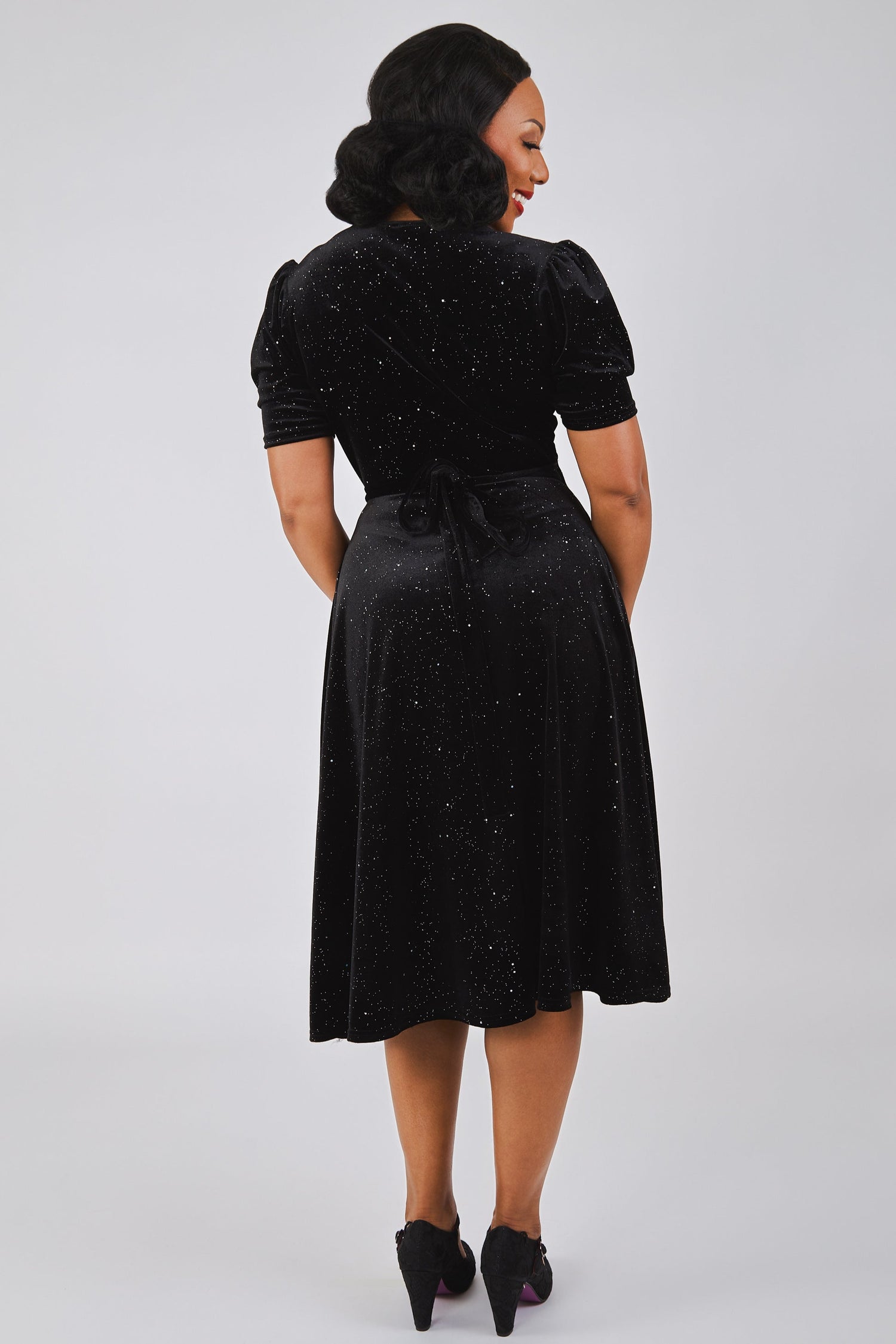 Cassandra Velvet Sparkle Wrap Dress