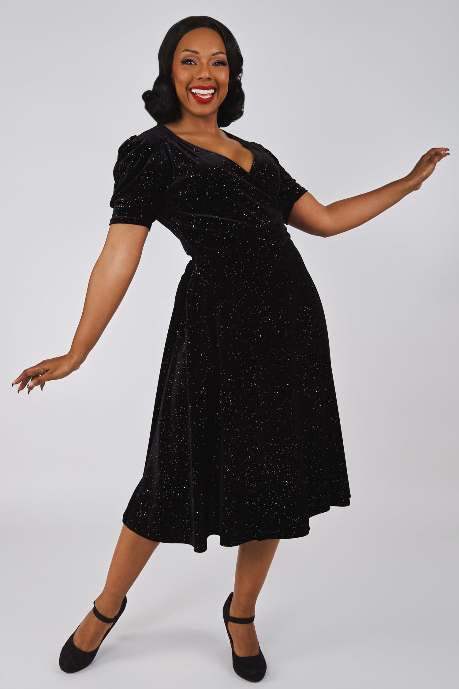 Cassandra Velvet Sparkle Wrap Dress