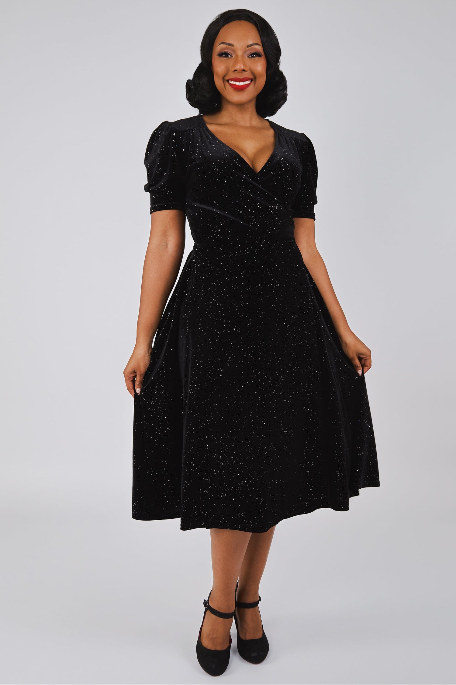 Cassandra Velvet Sparkle Wrap Dress