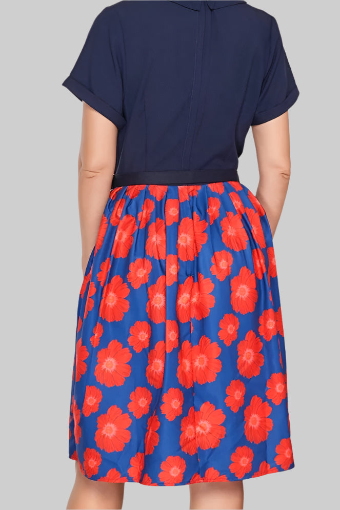 Yvonne Poppy Print Pleated Dress