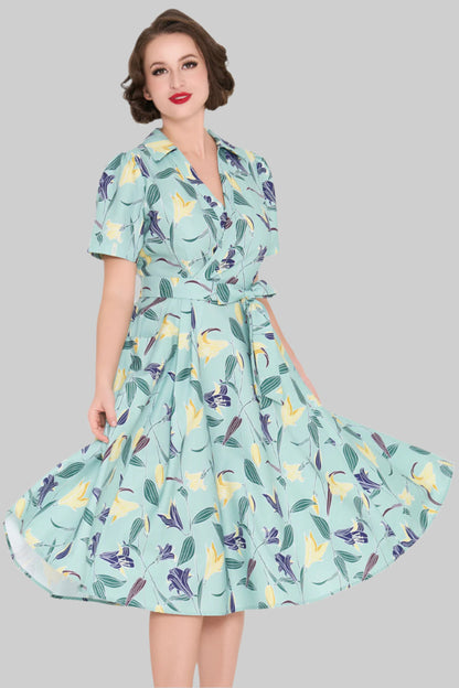 Daisy Lily Print Swing Dress