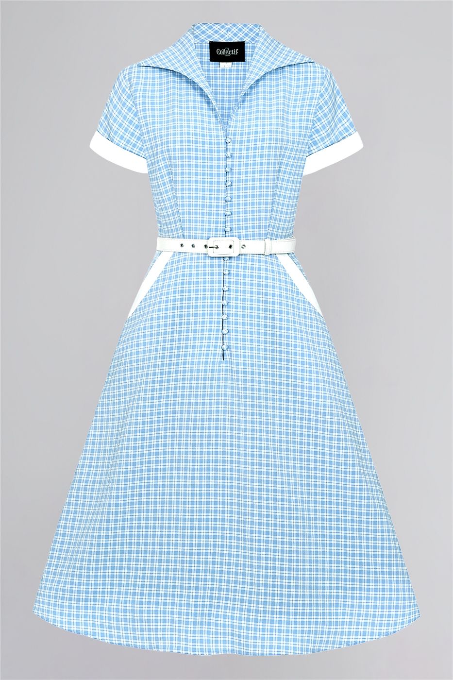 Marjorie Contrast Check Swing Dress