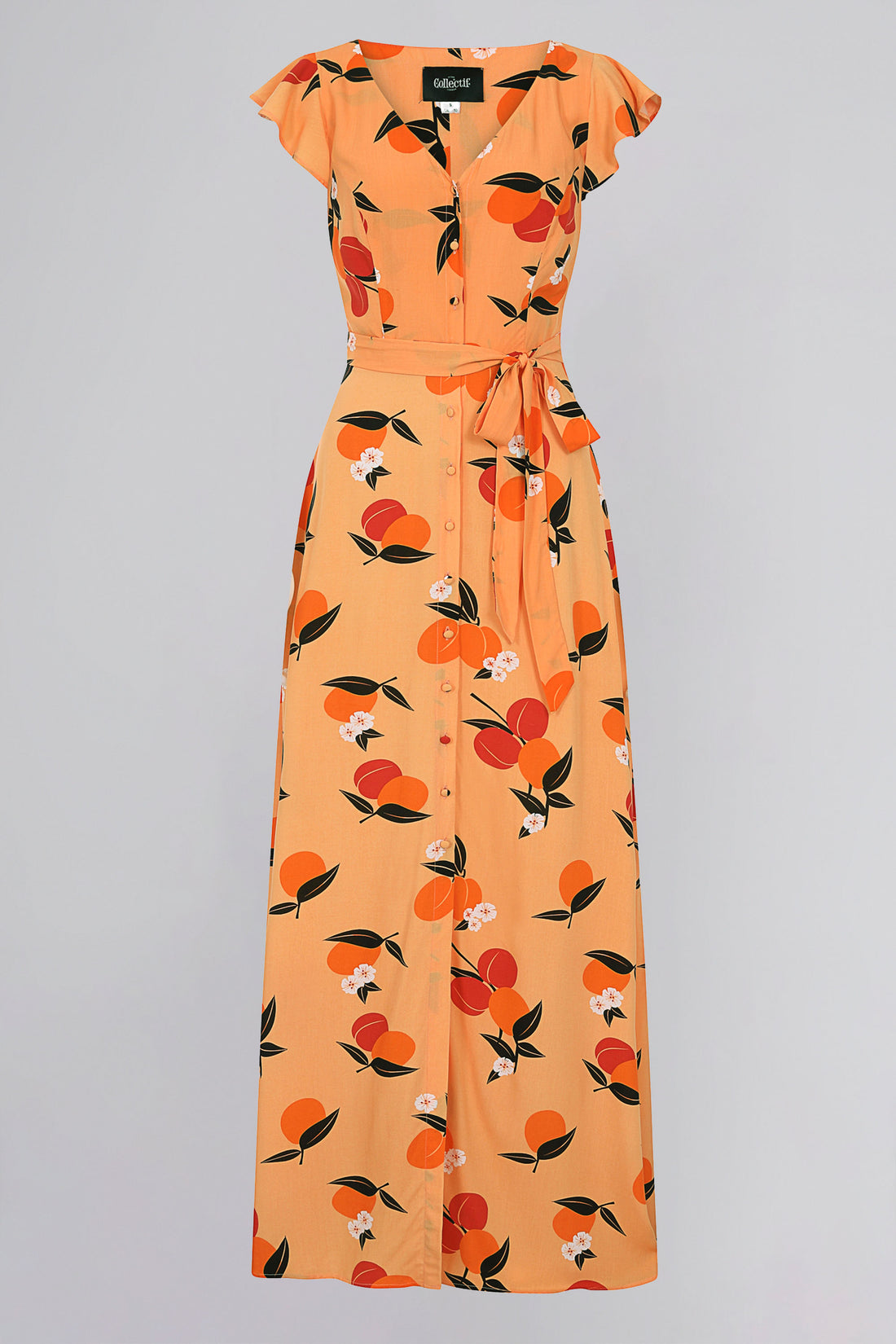 Thelma Mid-Century Apricot Maxi Dress