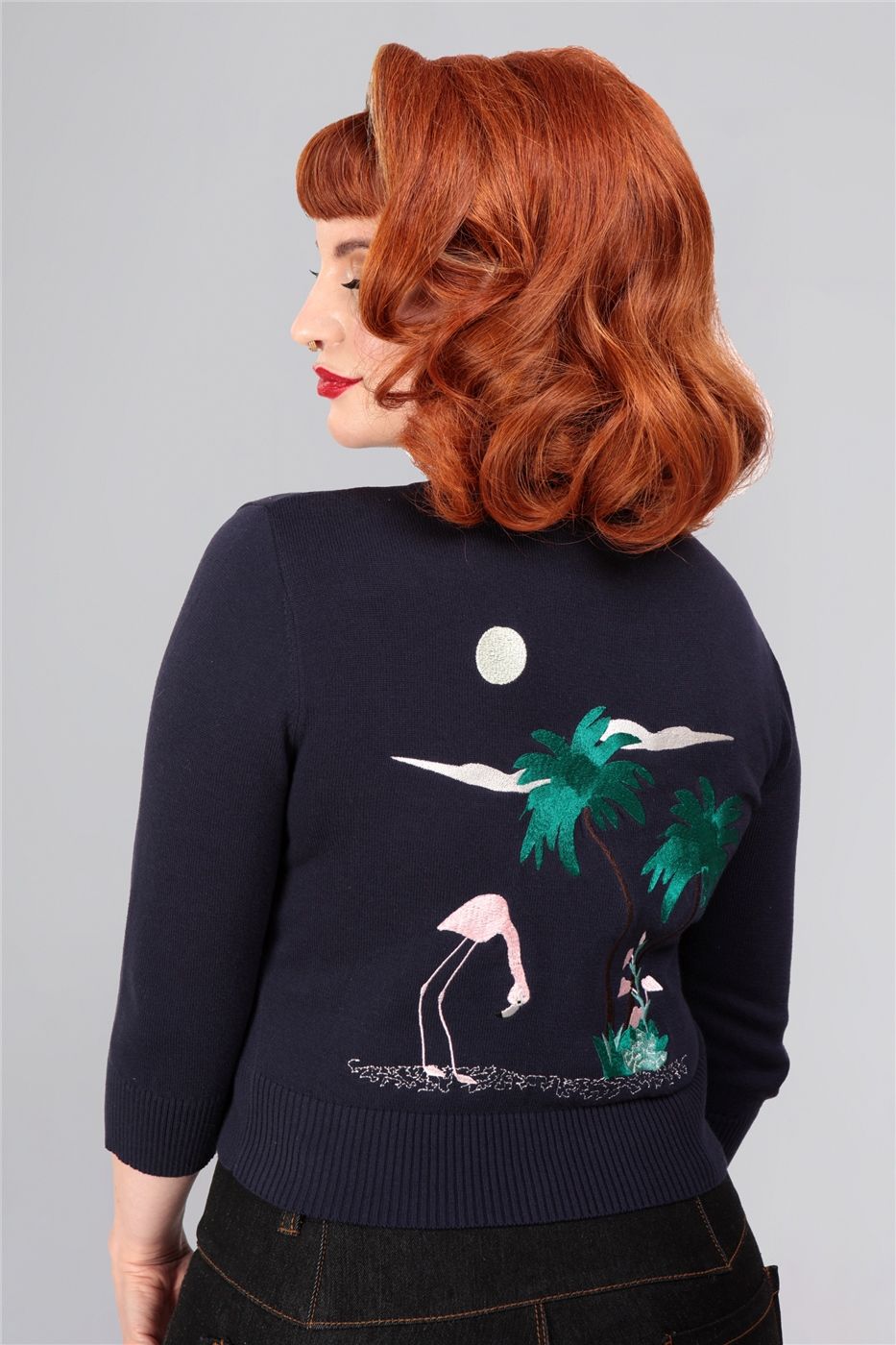 Lucy Flamingo Palm Cardigan