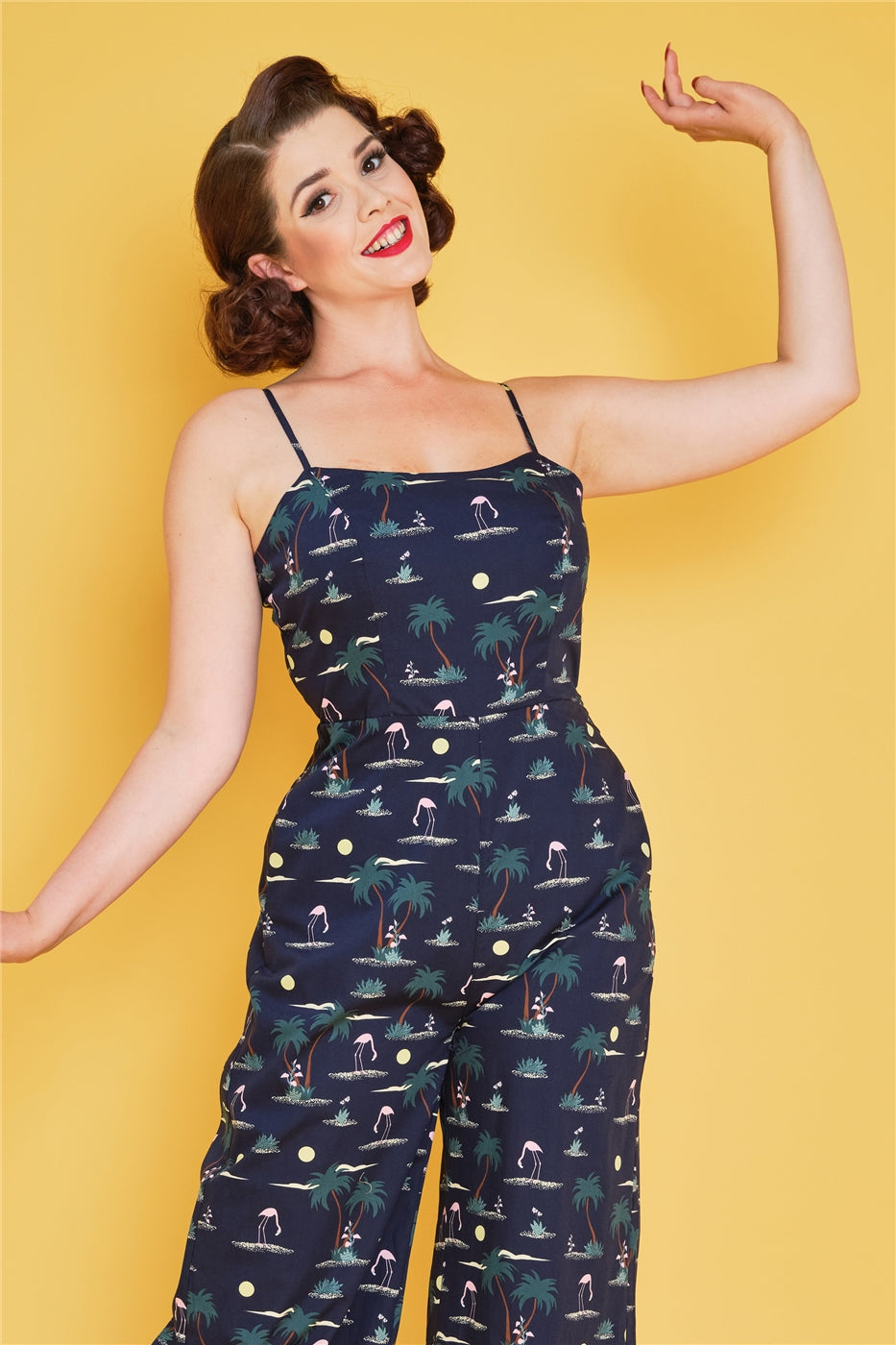 Edda Flamingo-Palm Jumpsuit