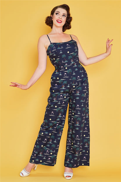 Edda Flamingo-Palm Jumpsuit