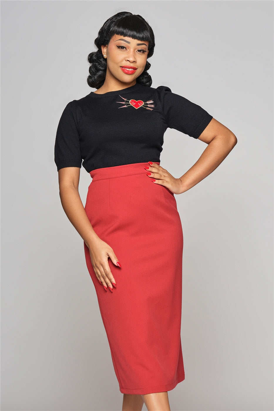 Posey Red Pencil Skirt