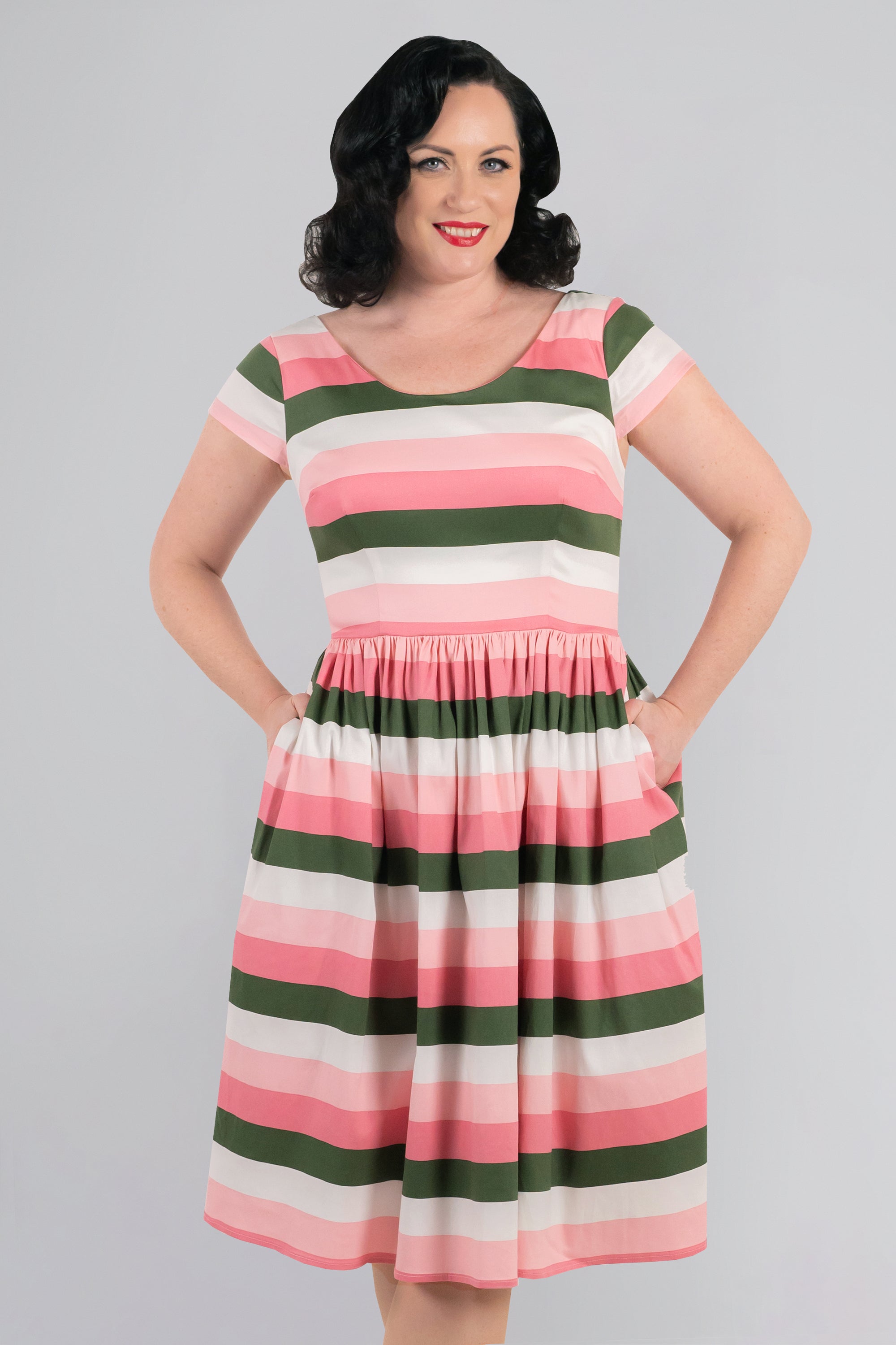 Tima Floral Stripe Swing Dress