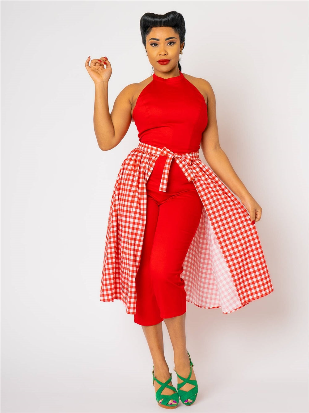 Midge Gingham Jumpsuit Set