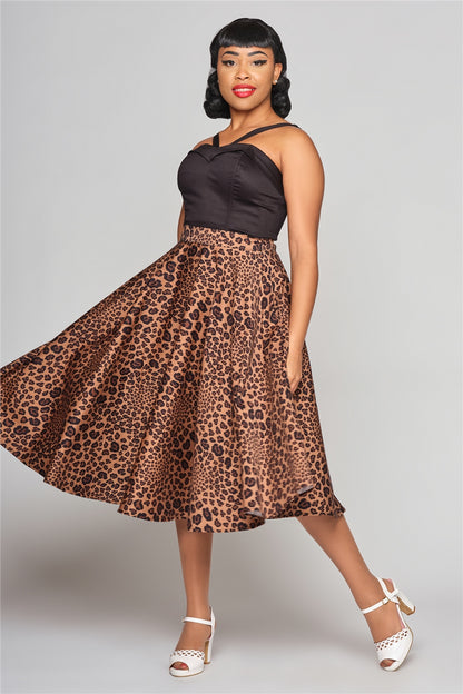 Milla Leopard Print Swing Skirt