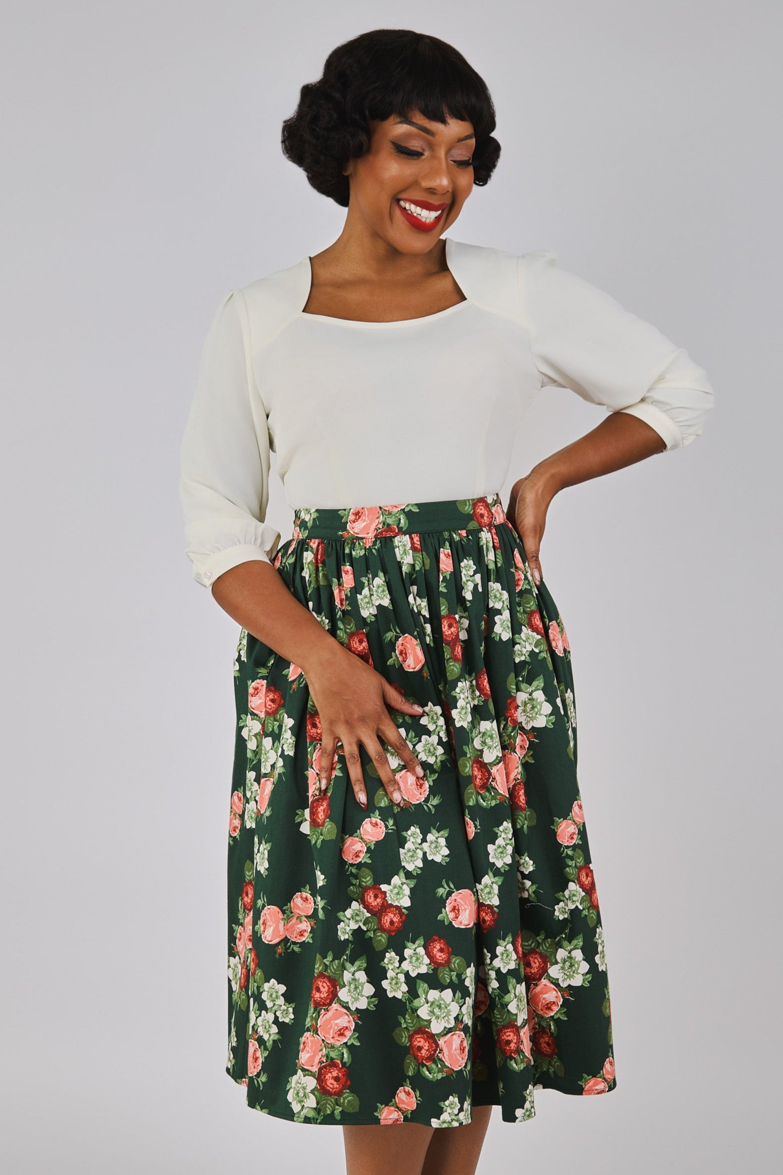 Jasmine Vintage Bloom Swing Skirt