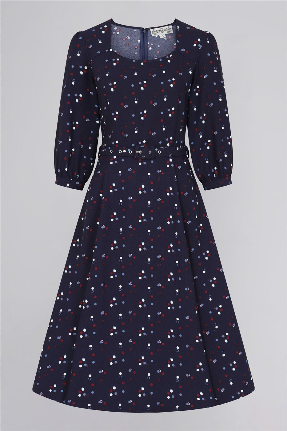 Emmalyn Chalk Polka Flared Dress