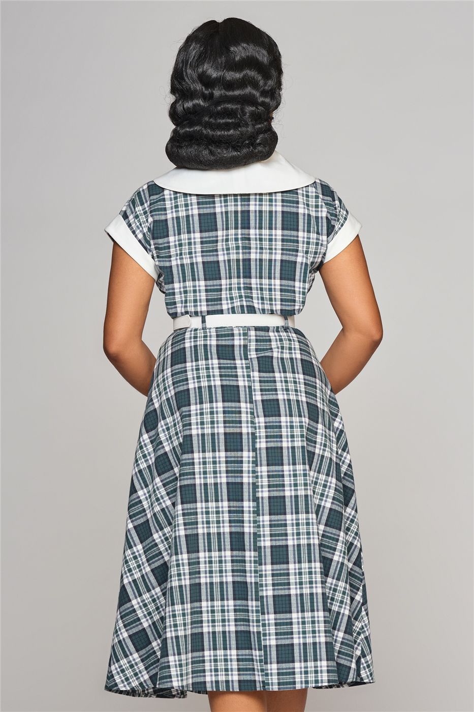 Marjorie Emerald Check Swing Dress