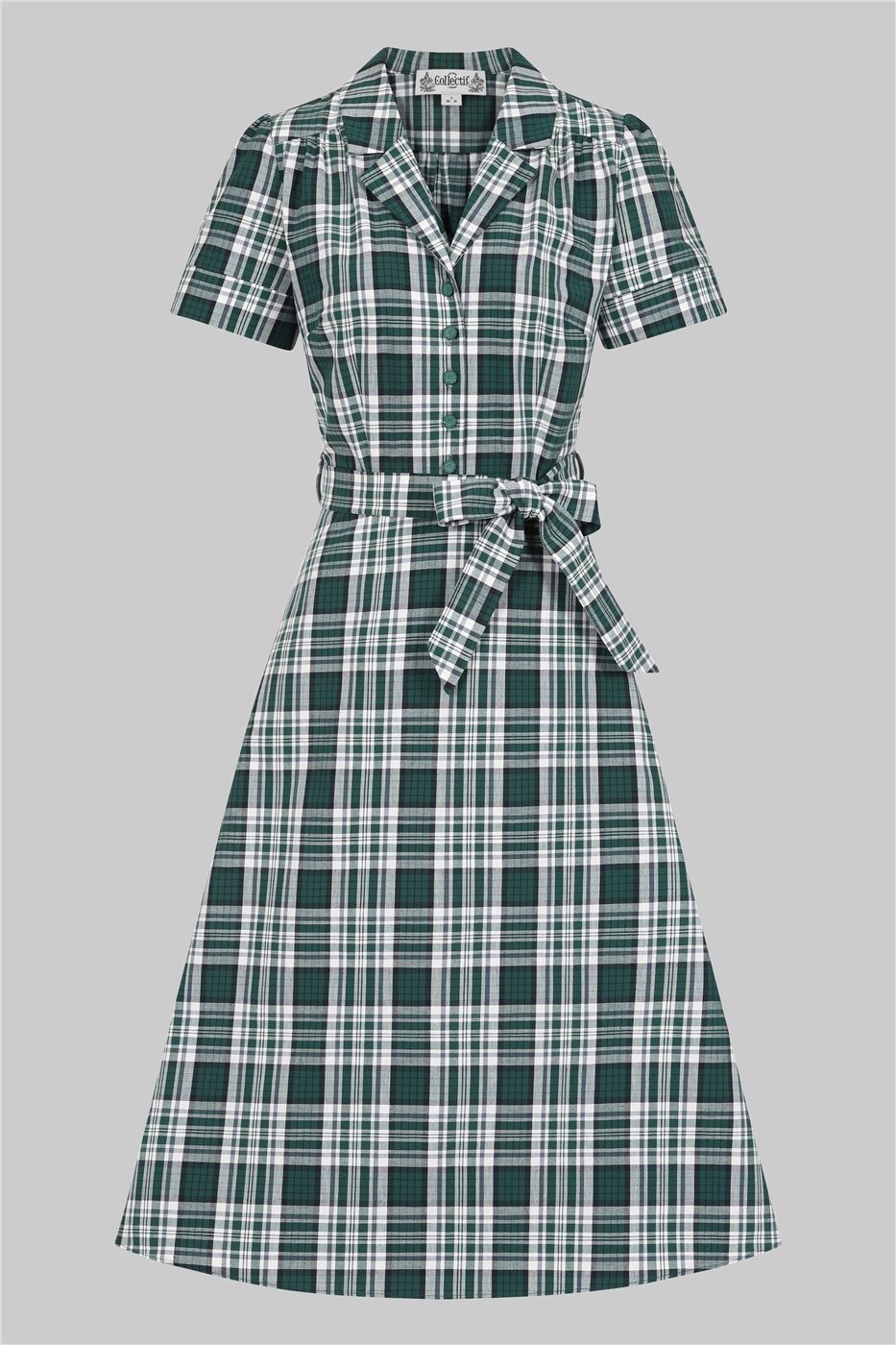 Alexandrea Belted Emerald Check Dress