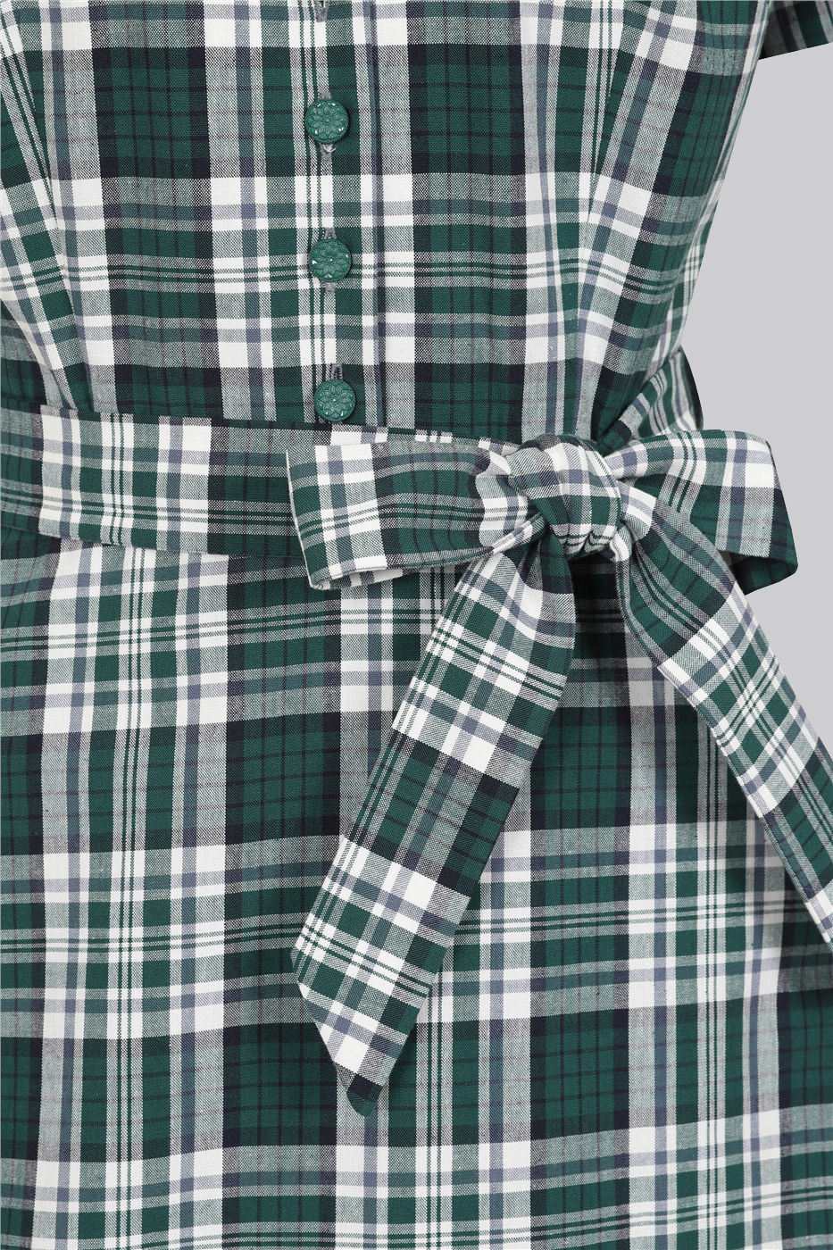 Alexandrea Belted Emerald Check Dress