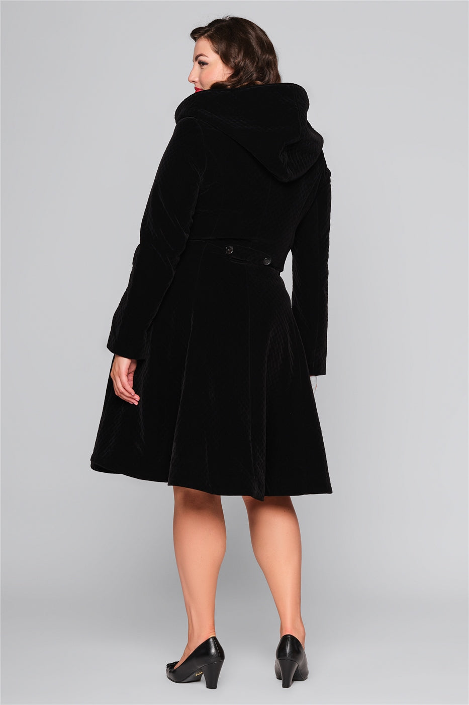 Heather Quilted Velvet Hooded Coat