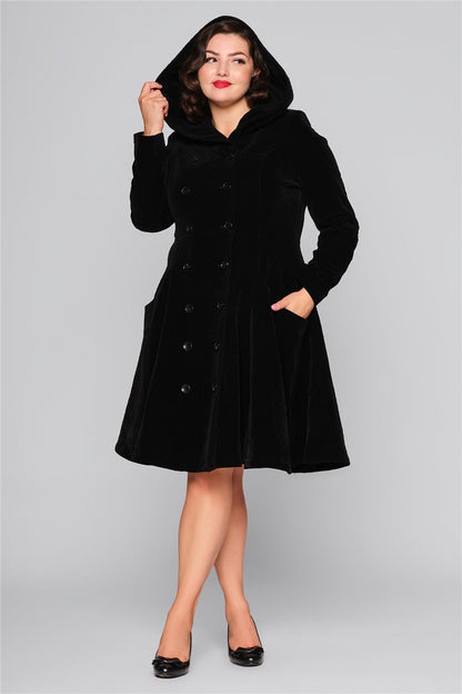 Heather Quilted Velvet Hooded Coat