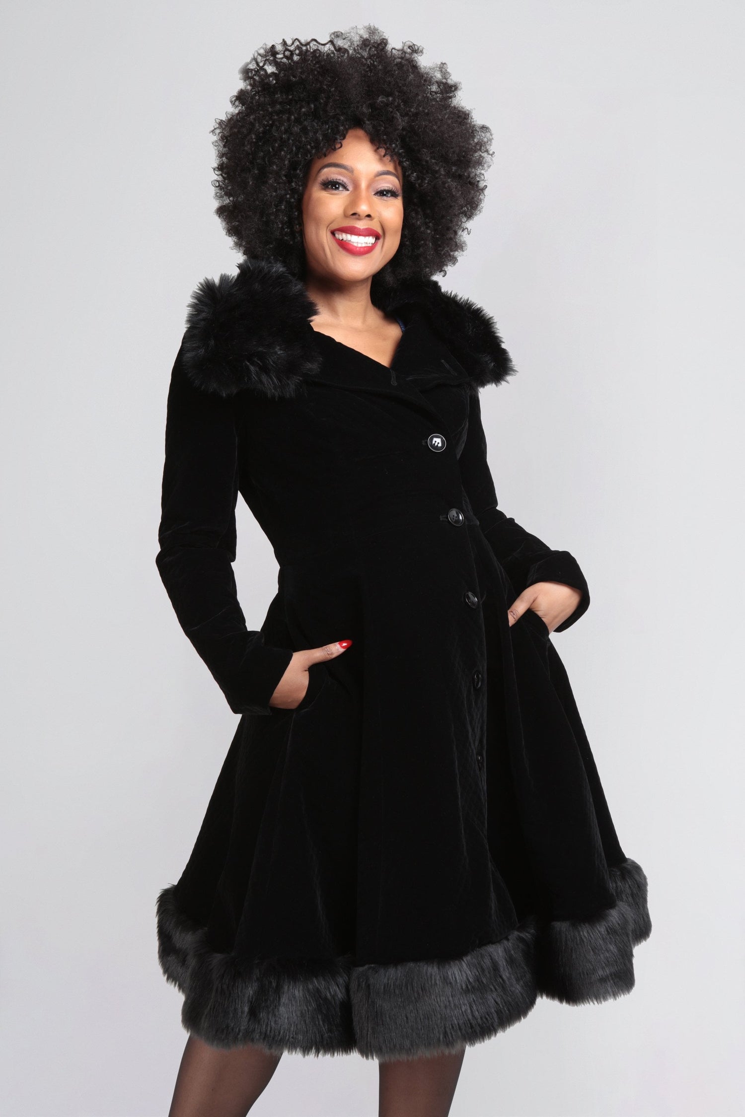 Nuit Quilted Velvet Swing Coat