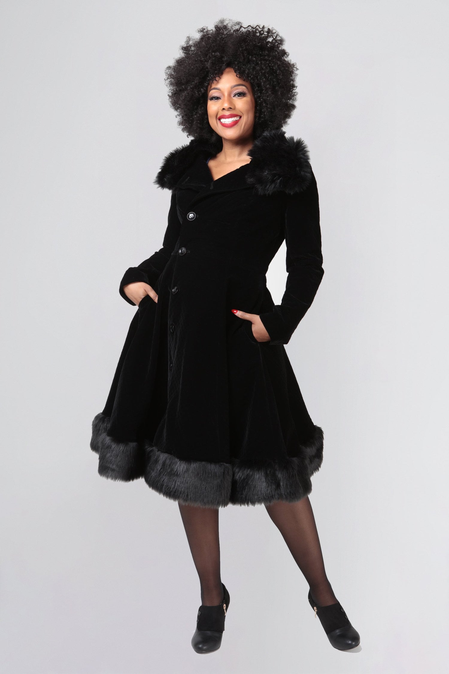 Nuit Quilted Velvet Swing Coat